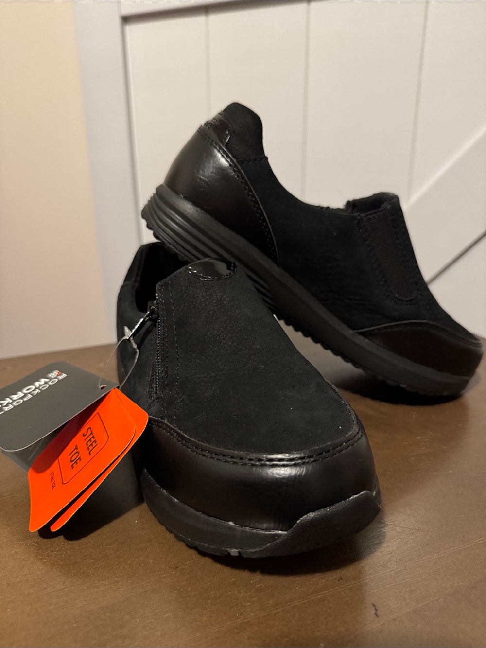 Rockport Slip and Oil Resistant black shoes for women, Size 7W
